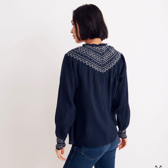 Madewell embroidered smock top - Picture 2 of 6